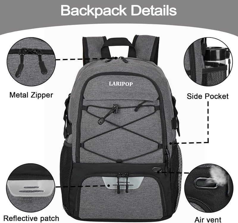 LARIPOP Basketball Bag,Basketball Backpack with Shoe Compartment and Ball Holder,Sport Bags for Soccer,Volleyball,Gym,Travel - Image 4